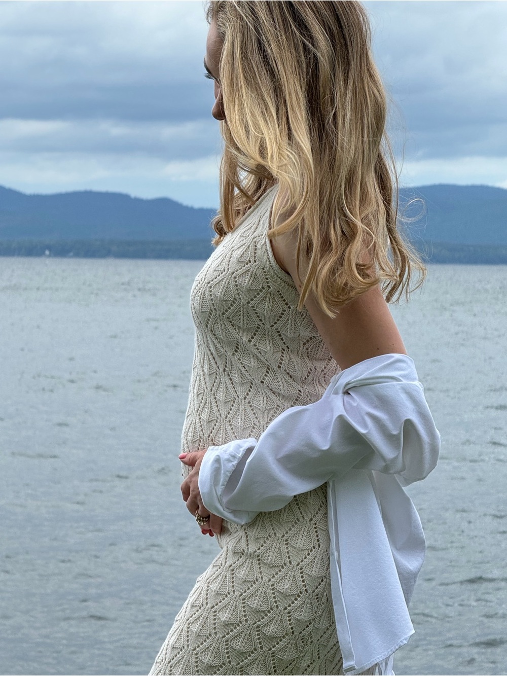 Freshman Cream Cable-Knit Maxi Dress